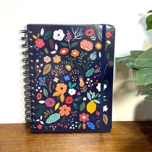 Blue Floral Journal Notebook Spiral Lined 256 Pages 6X8 Elastic Band Greatworks